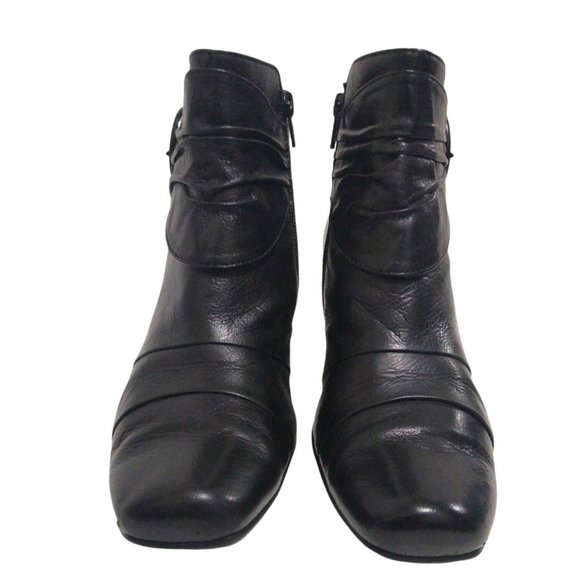 Paul Green Womens Handmade Black Leather Ankle Booties Chunky Heel US 6 UK 3.5 - Picture 3 of 12